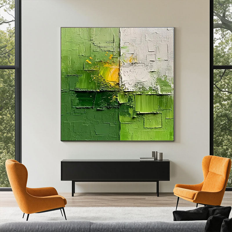 Textured Green Yellow Color Block Wall Art