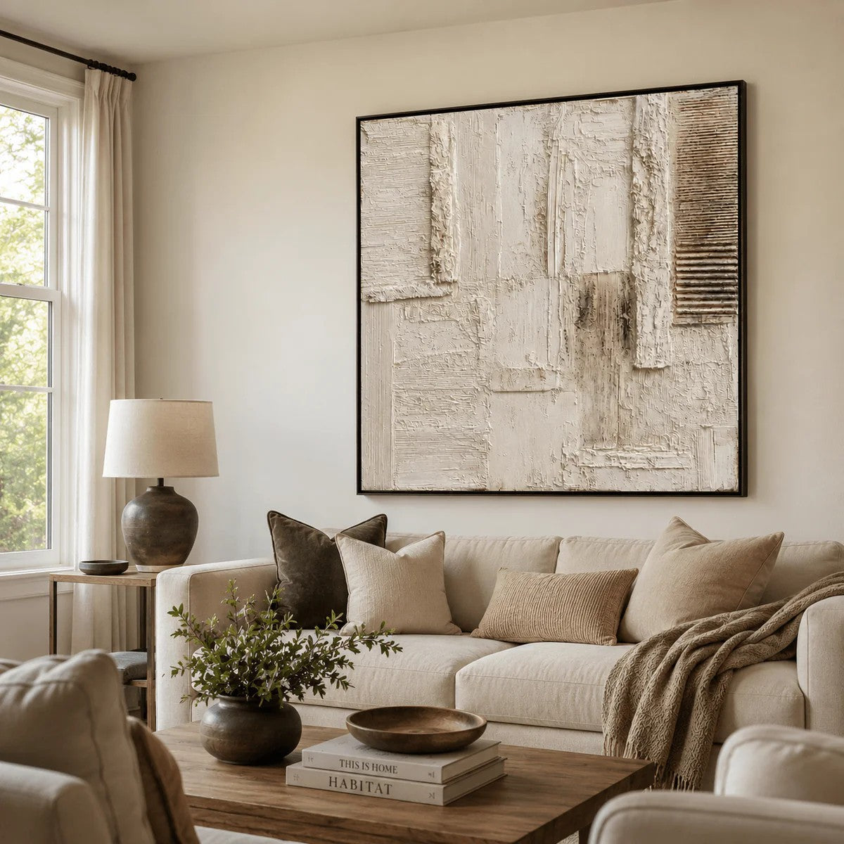 Sculptural Ivory Block Panel Wall Art
