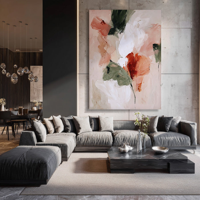 Whispers of Petals - Modern Impasto Abstract Floral Oil Painting