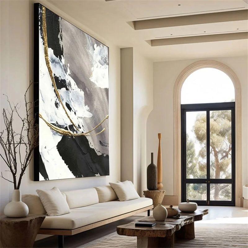 Textured Gold Drip Abstract Art