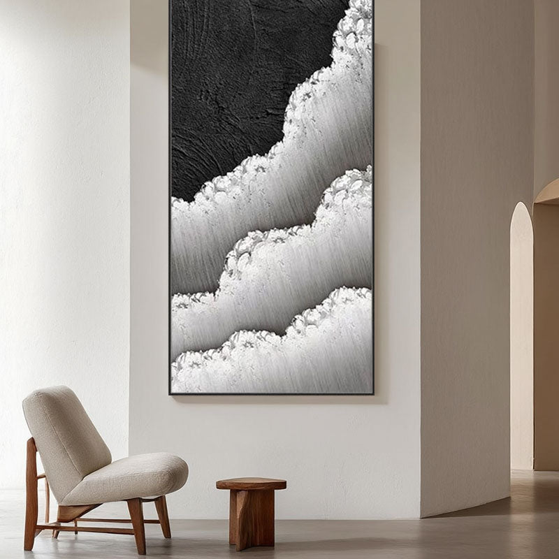 Black White Textured Minimalist Wall Art