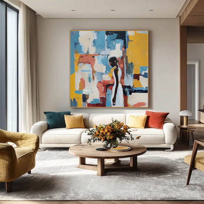 Vibrant Contemplation - Modern Abstract Woman Portrait Wall Art