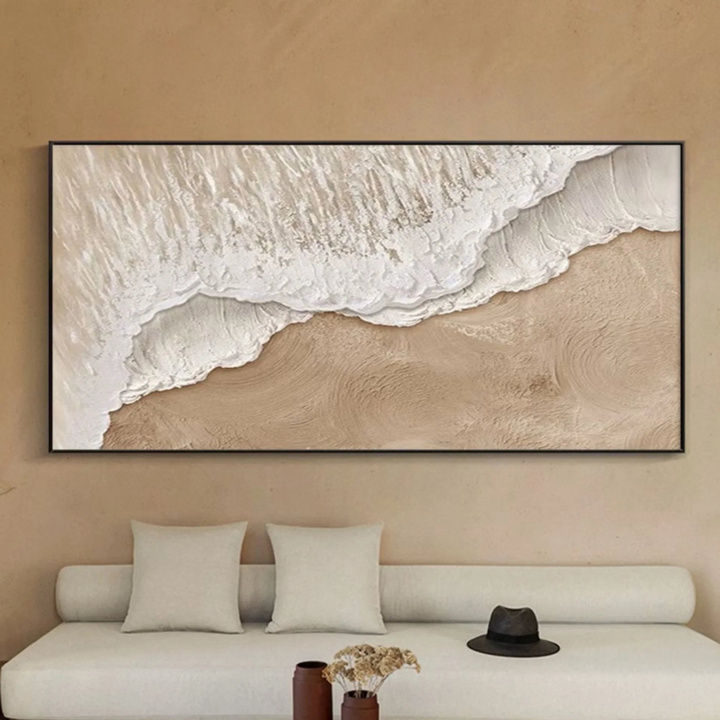 Wabi Sabi Textured Wave Canvas Art