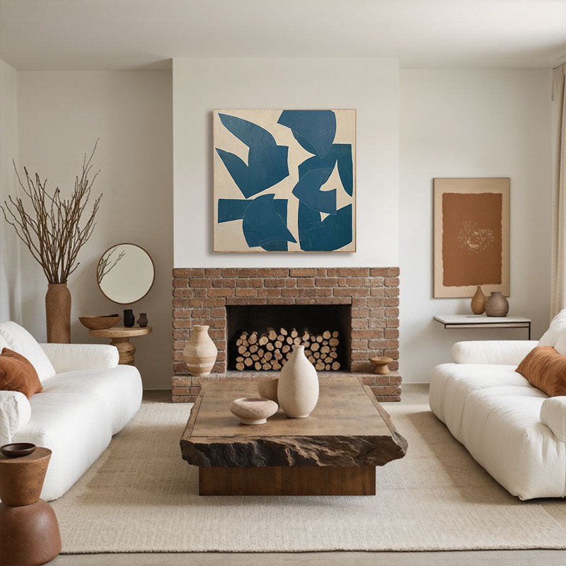 Hand-Painted Navy Bird Silhouette Wall Art