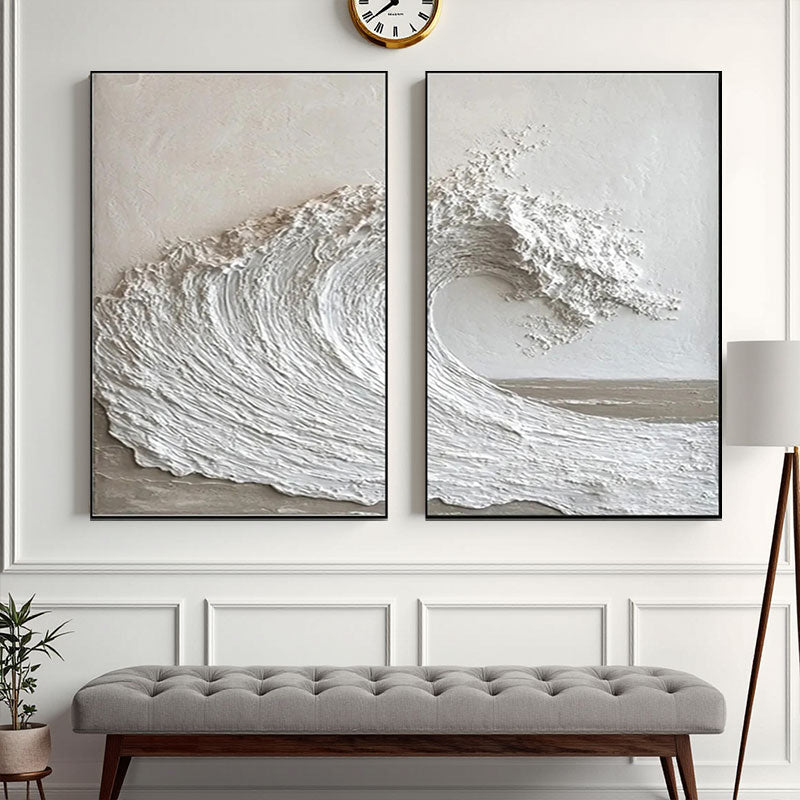 Sculptural Wave Relief Canvas Art Set of 2