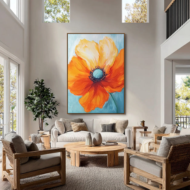 Summer Focus - Modern Impasto Orange Floral Oil Painting
