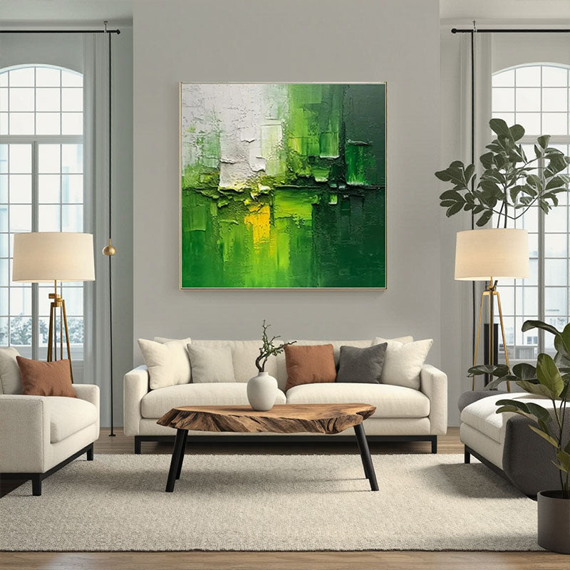 Green Light Streak Abstract Art