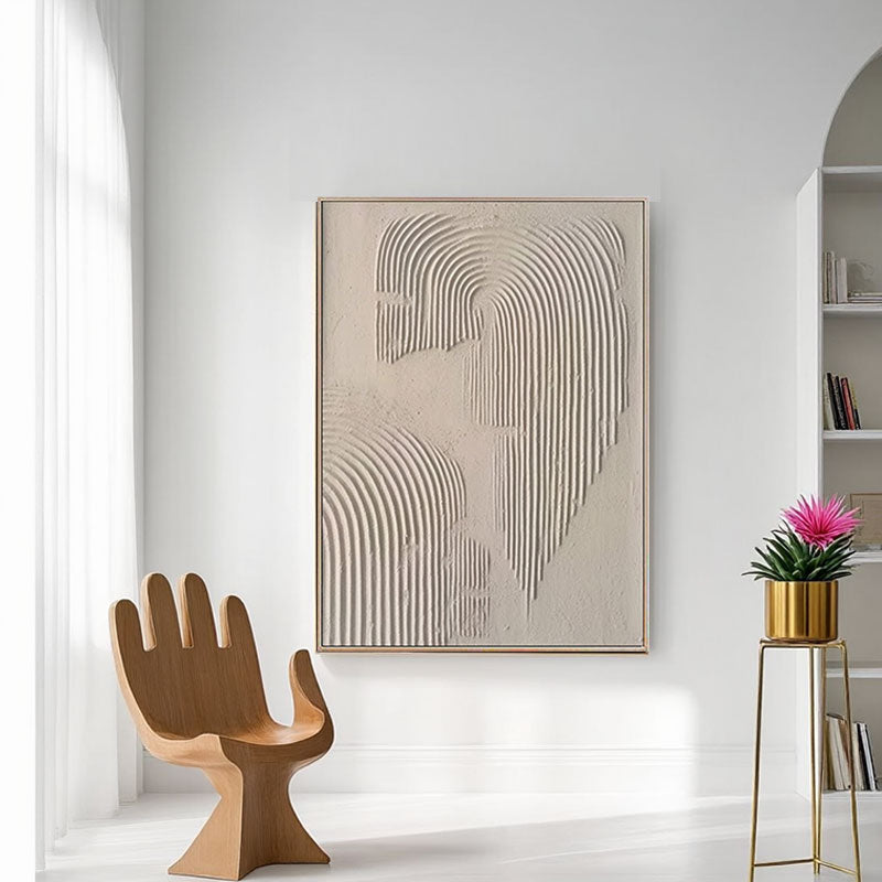 3D Textured Beige Arch Line Wall Art