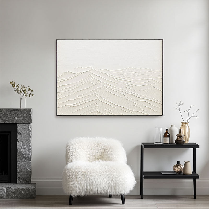Textured Off-White Mountain Range Wall Art