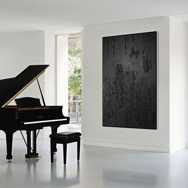 Black Minimalist Textured Wall Art