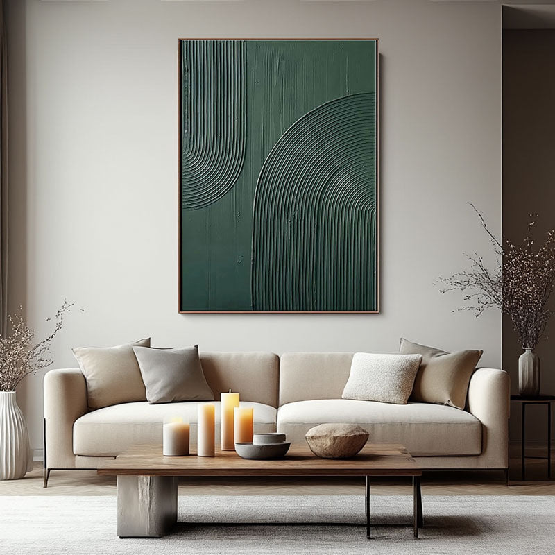 3D Textured Green Vertical Line Wall Art