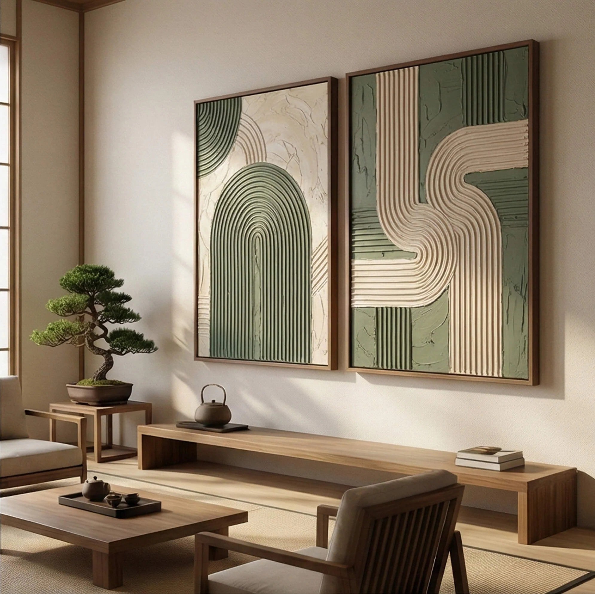Sculptural Arch & Ribbon Wave Wall Art