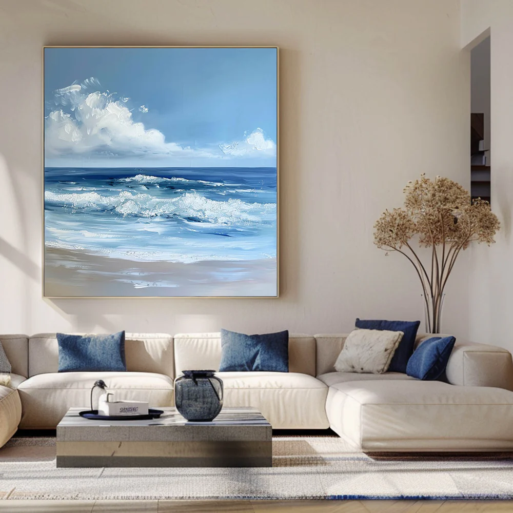 Blue Textured Minimalist Wall Art