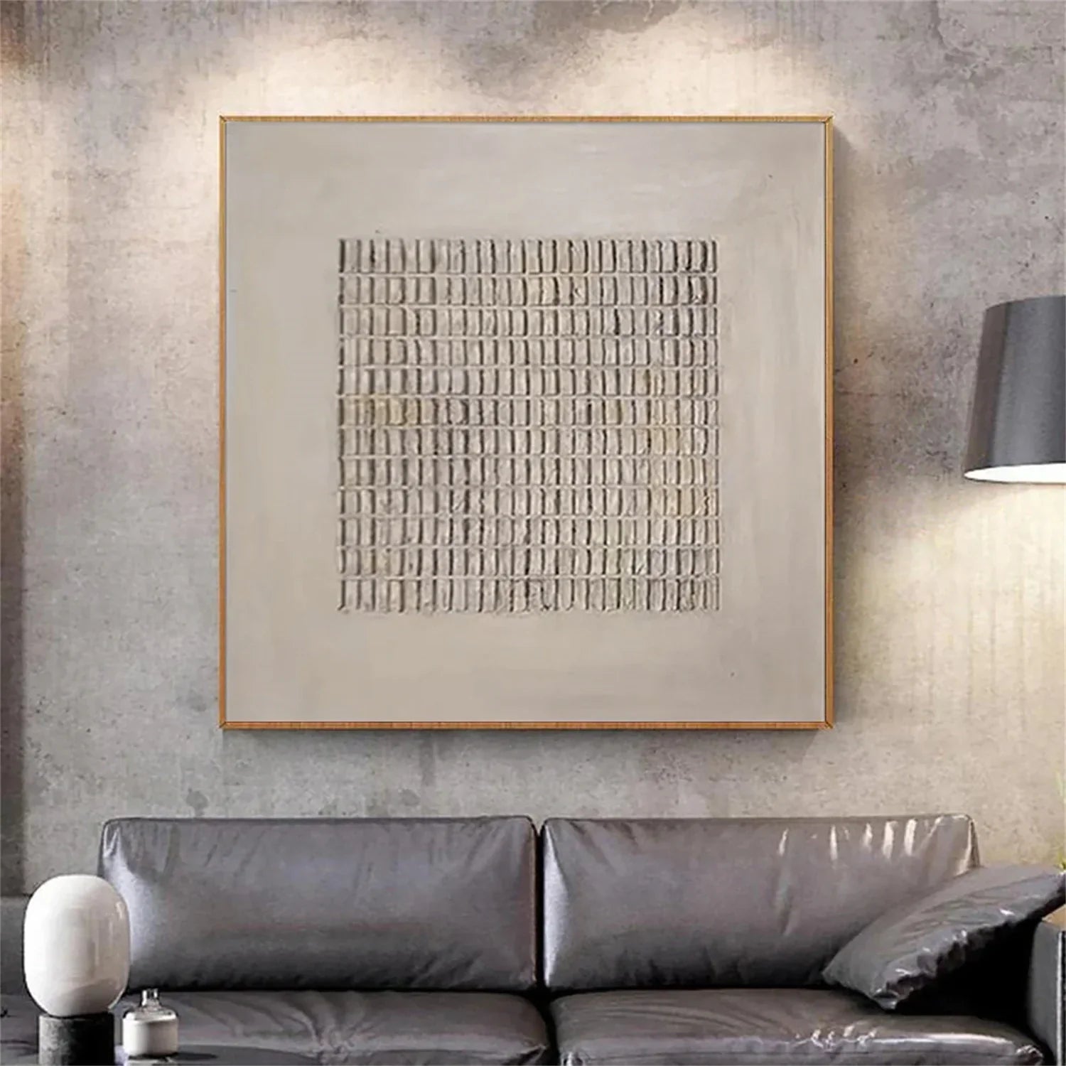 Grid Pattern Neutral Tone Textured Wall Art