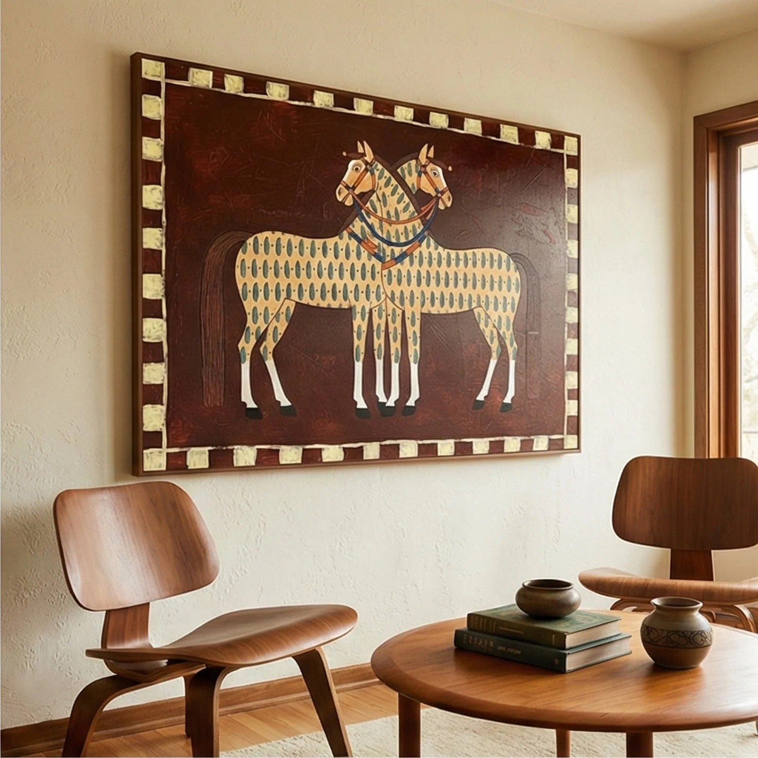 Folk Art Spotted Horses Wall Art
