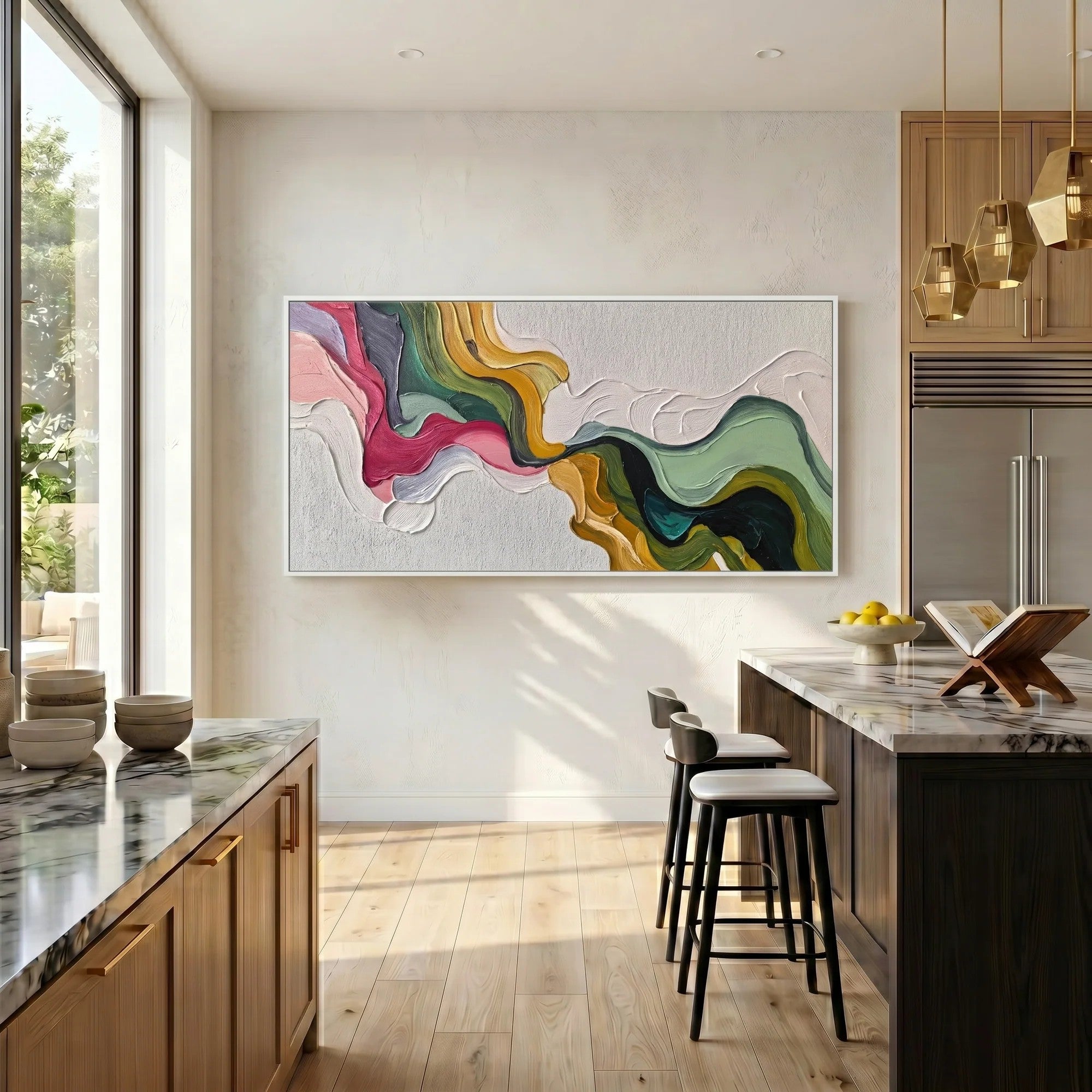 Sculptural Flowing Color River Wall Art