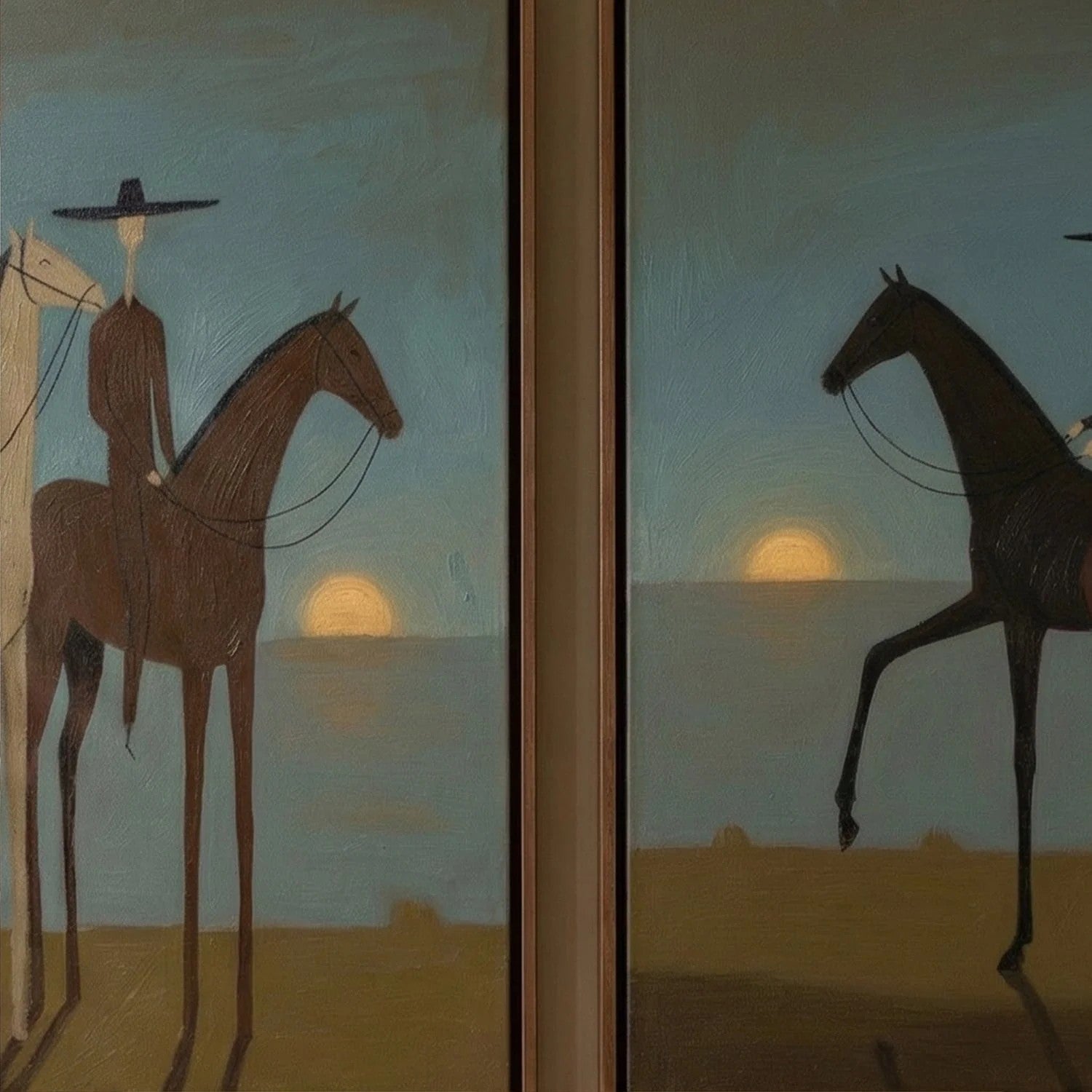 Silhouette Riders at Sunset Wall Art Set of 2