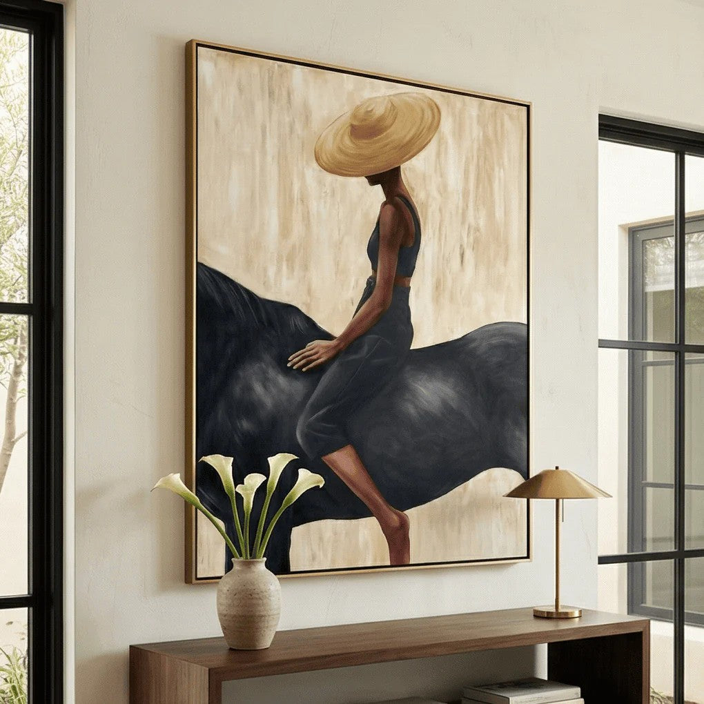 Wide-Brim Hat Woman on Horseback Wall Art