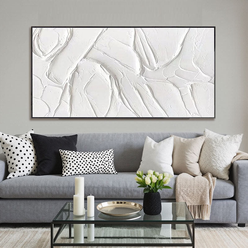 Textured White Relief Wall Art