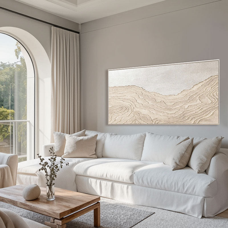 3D Textured Beige Hills Wall Art