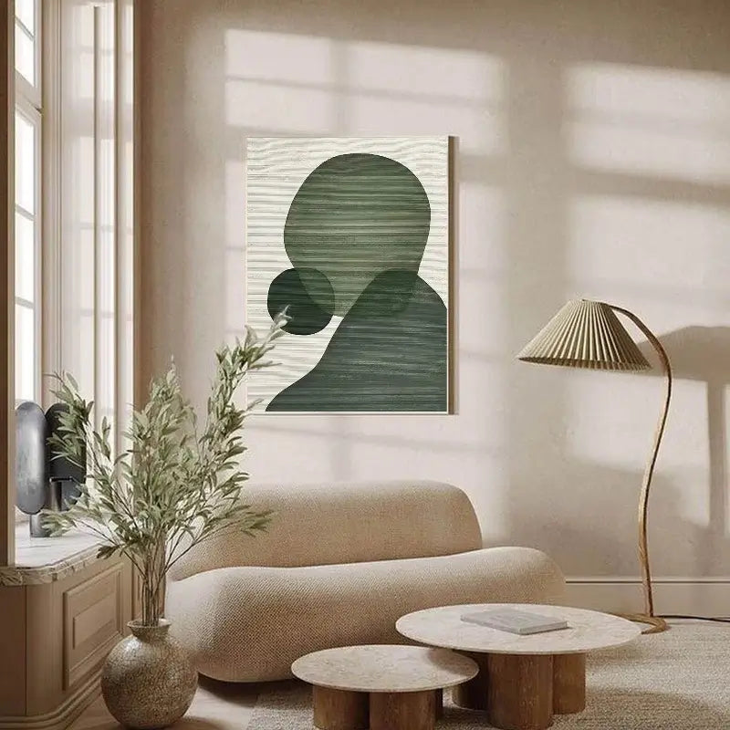 Hand-Painted Green Profile Silhouette Wall Art