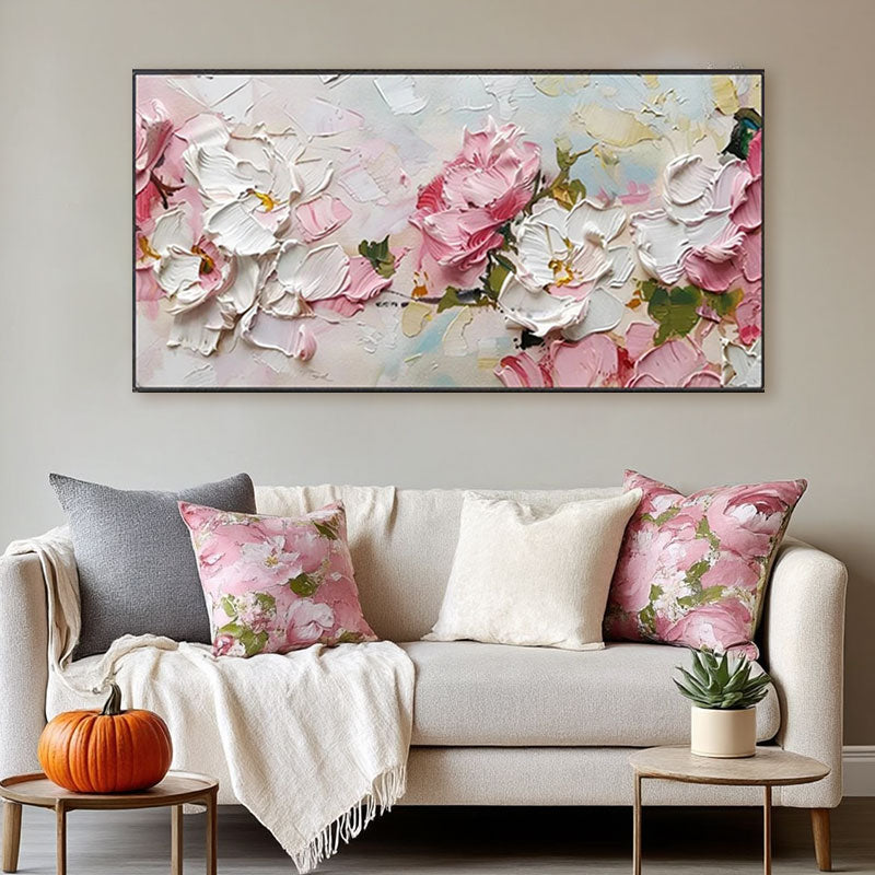 Sculptural Pink Peony Textured Canvas