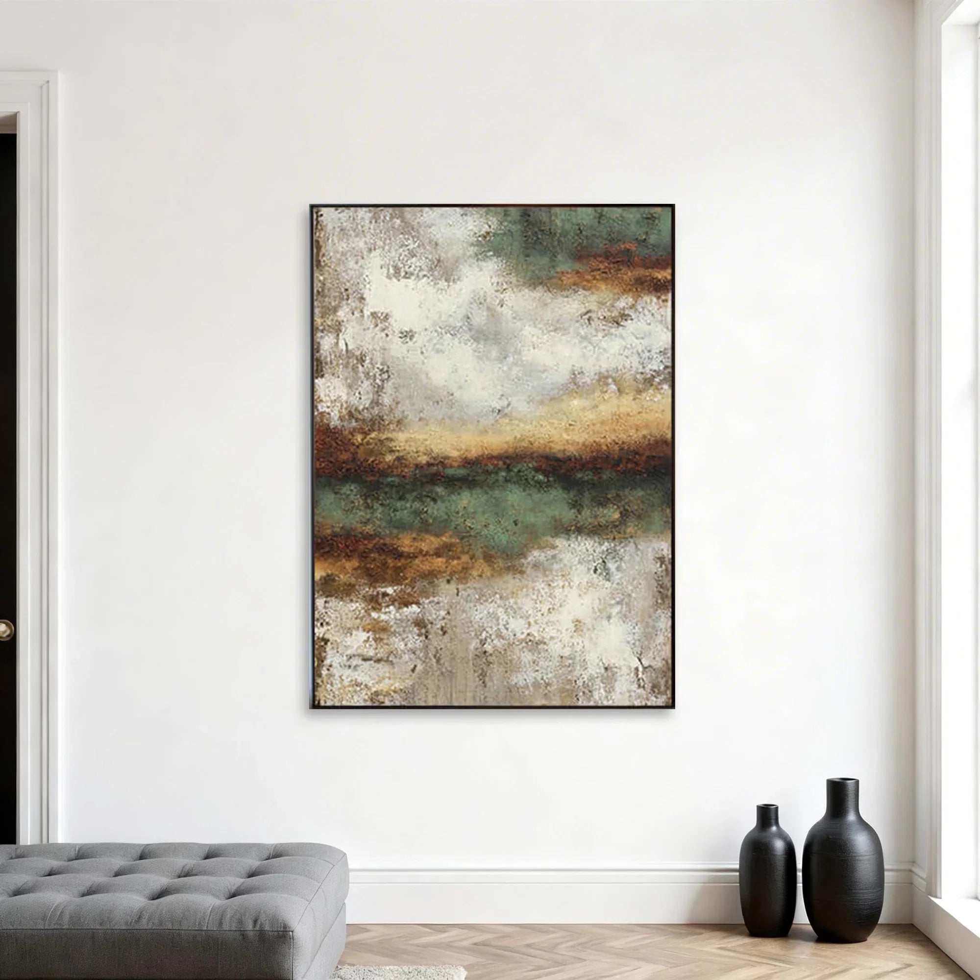 Plaster Textured Rust Horizon Wall Art
