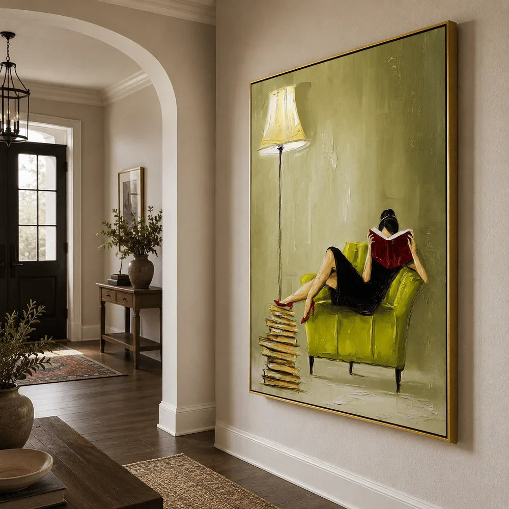 Impasto Reading Woman Wall Art