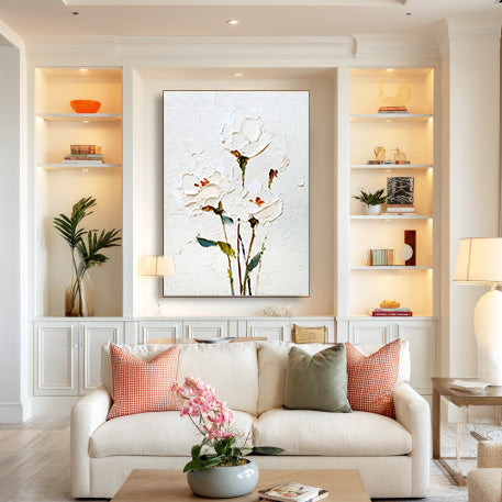 White Whispers - Cream Minimalist Canvas Wall