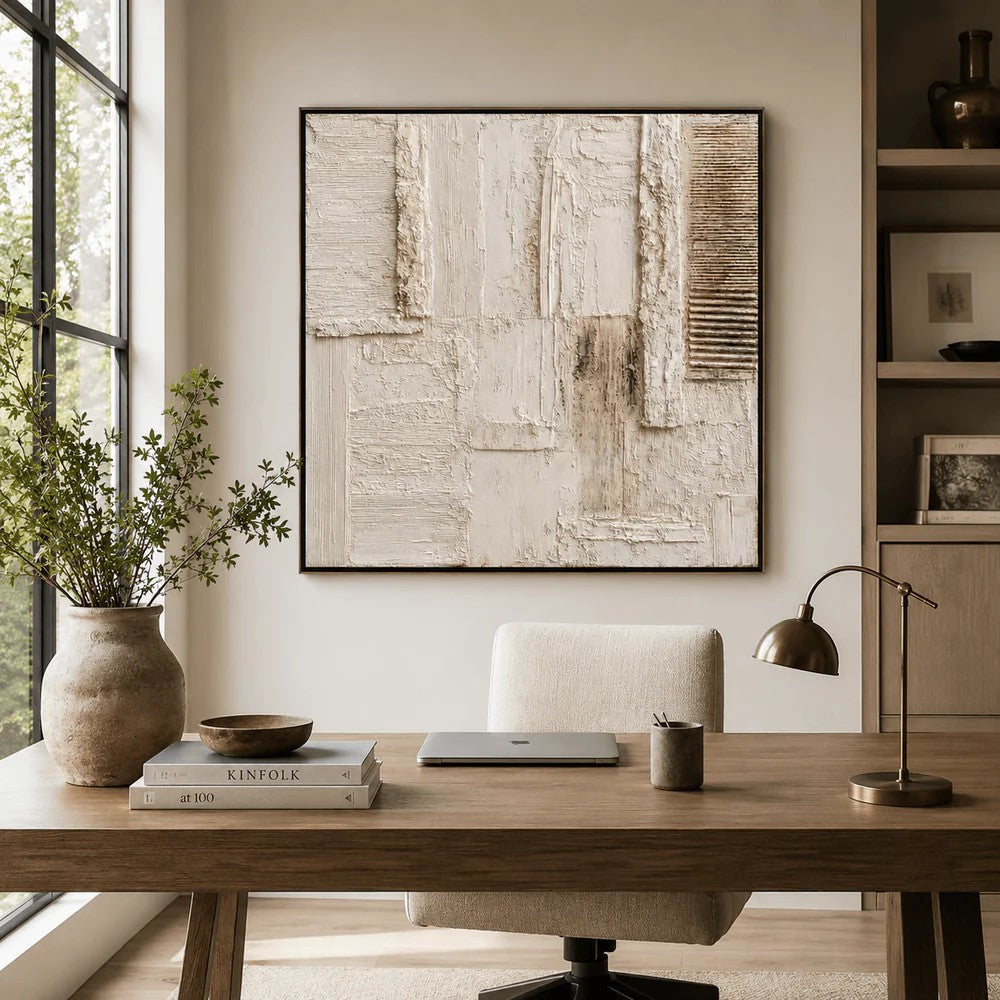 Sculptural Ivory Block Panel Wall Art