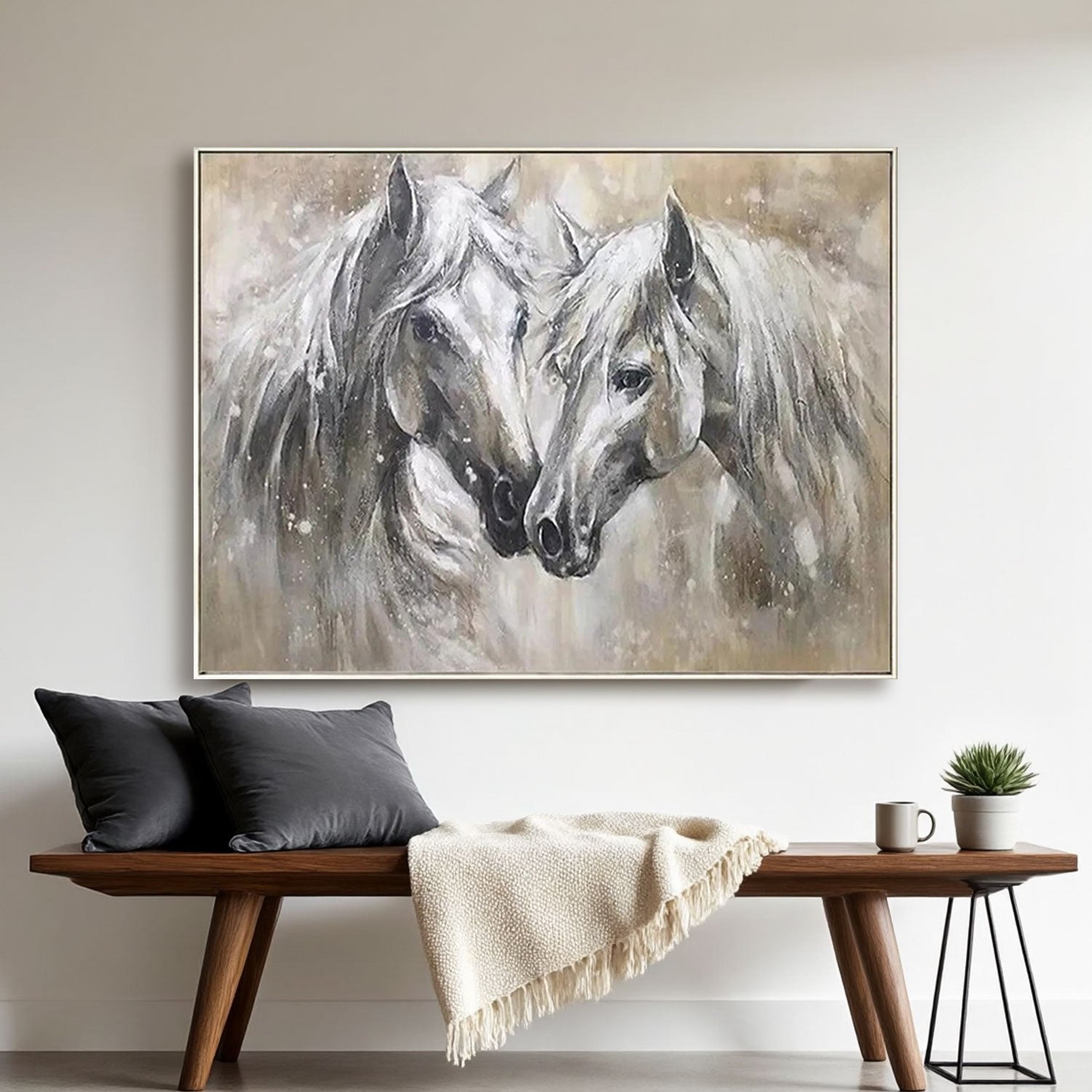 Textured Grey Horse Pair Wall Art