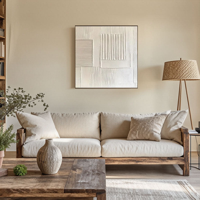 3D Textured White Panel Block Wall Art