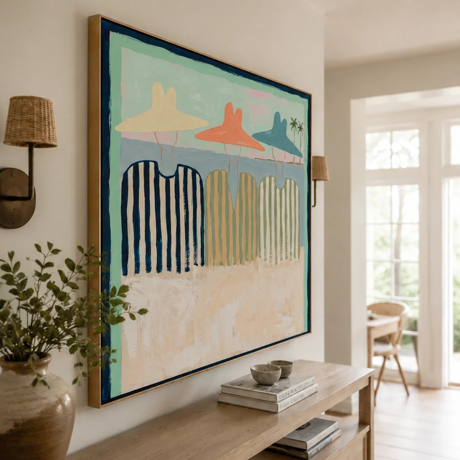 Coastal Beach Umbrellas & Chairs Wall Art