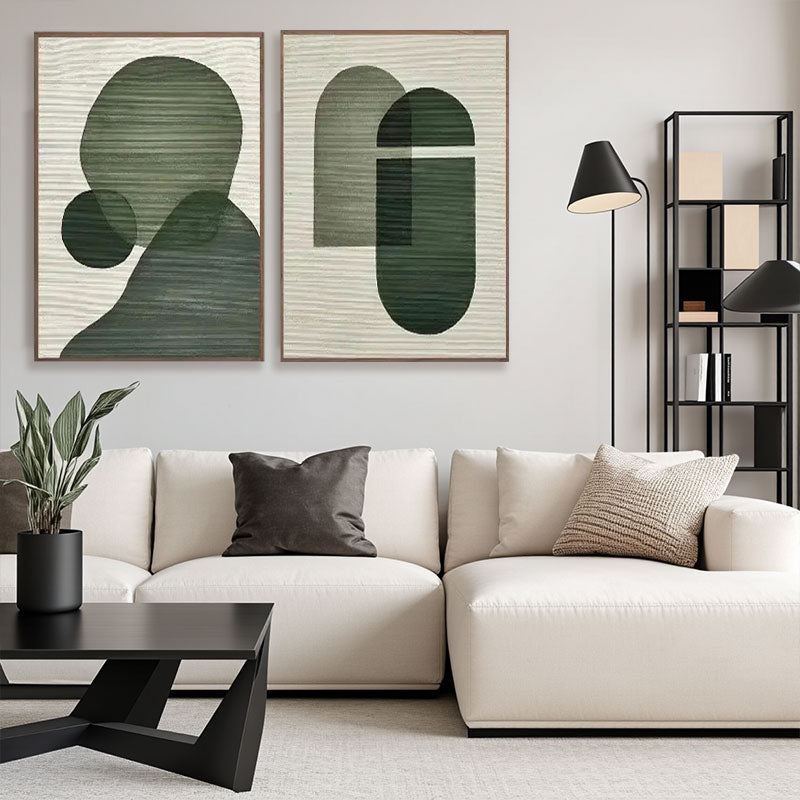 Textured Green Portrait Silhouette Wall Art Set of 2
