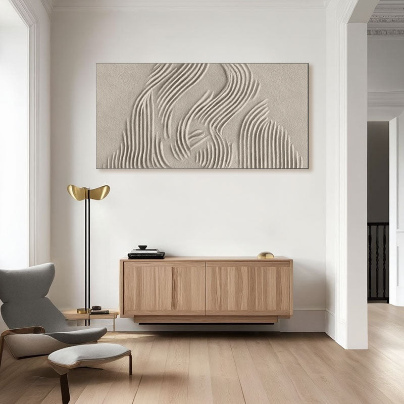 Sculptural Wave Line Beige Wall Art