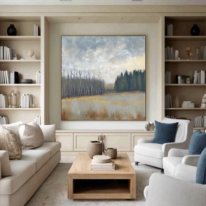 Woodland Solitude - Modern Impressionist Forest Landscape Wall Art