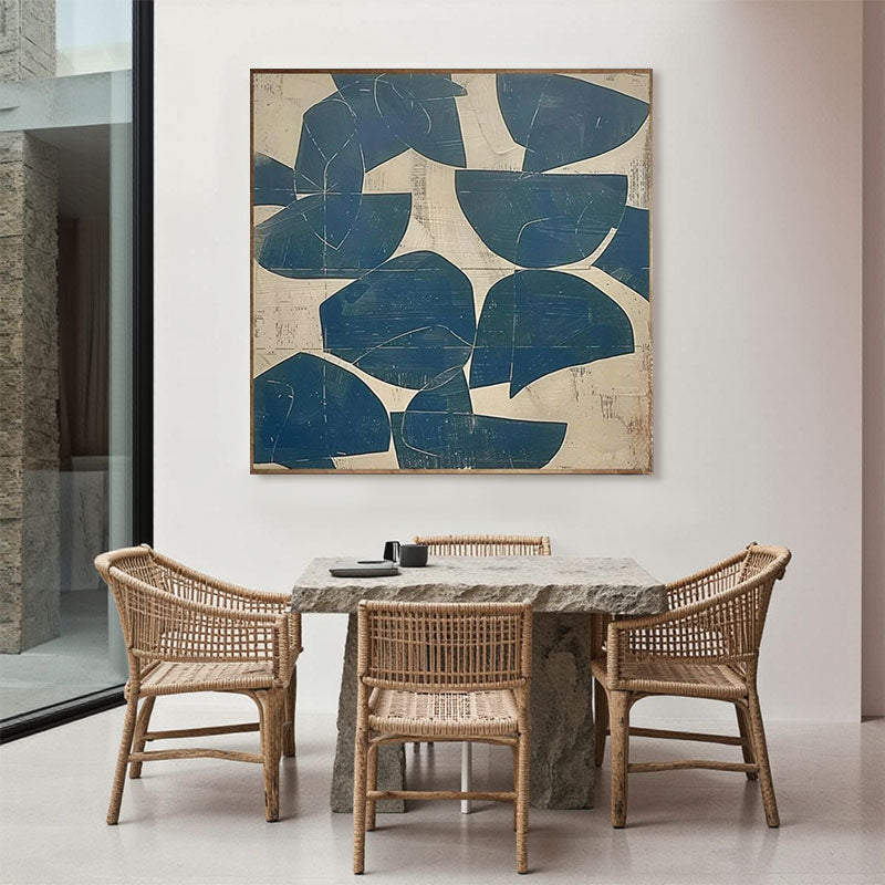 Sculptural Navy Leaf Panel Wall Art