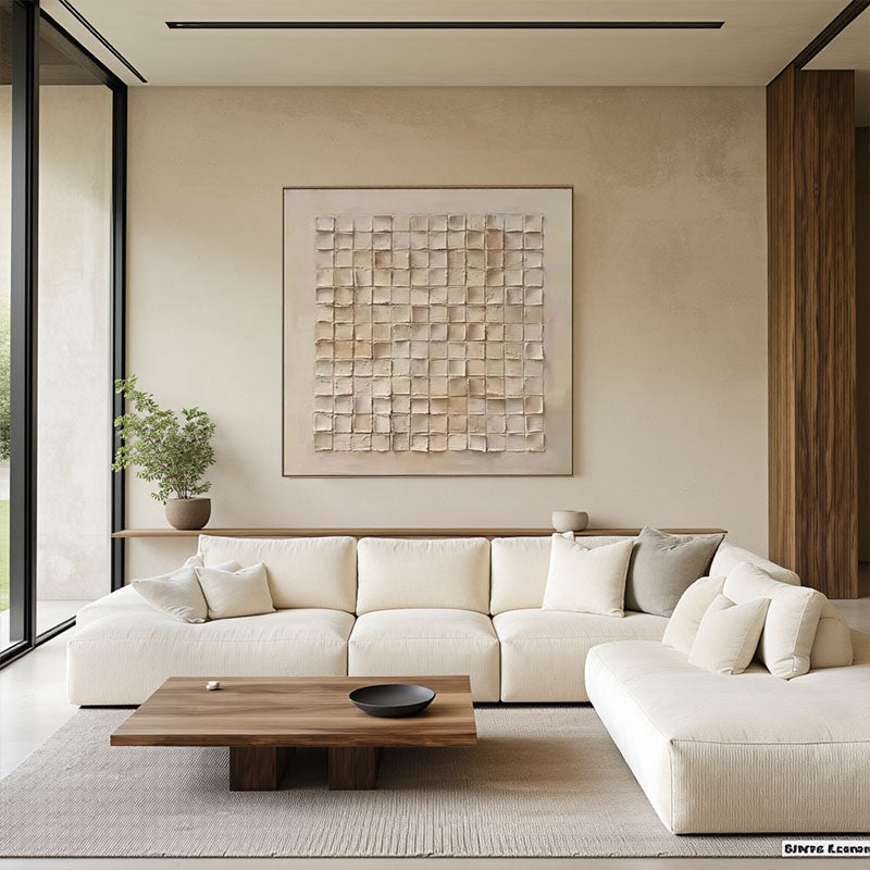 Sculptural Block Relief Textured Wall Art