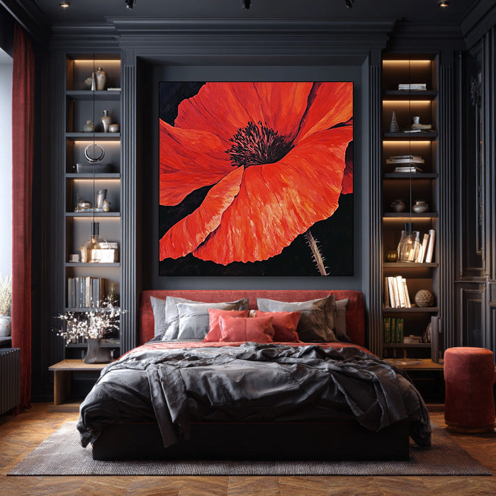 Skirt of Flame - High Saturation Hand-Painted Floral Close up Wall Art