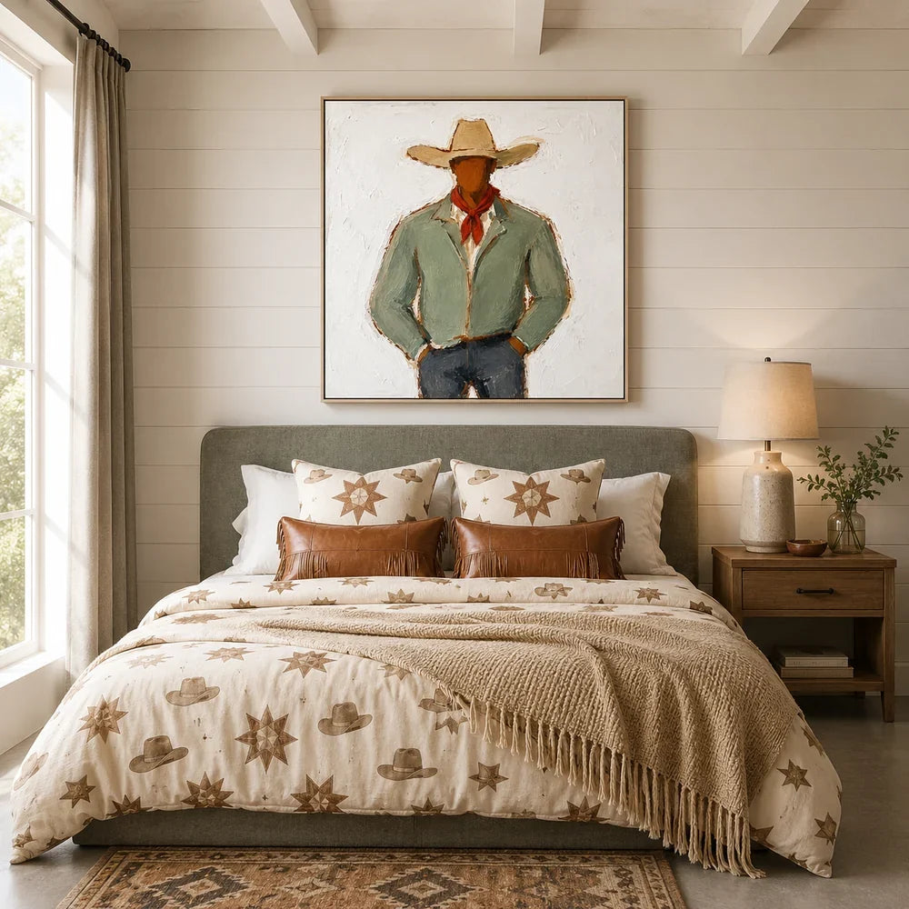 Impasto Faceless Cowboy Wall Art