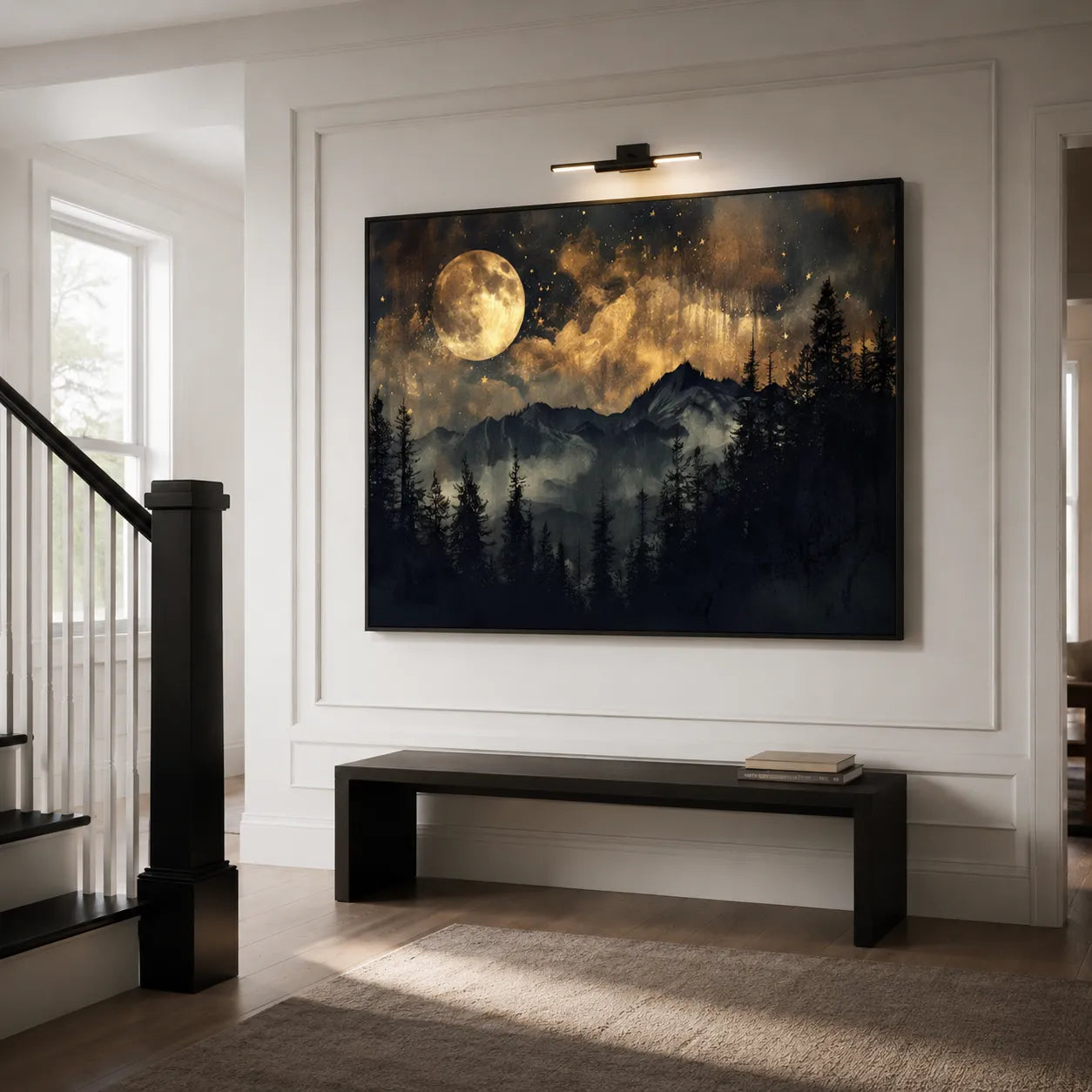 Textured Golden Moonlit Forest Wall Art