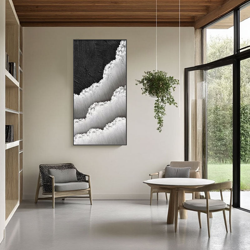 Black White Textured Minimalist Wall Art