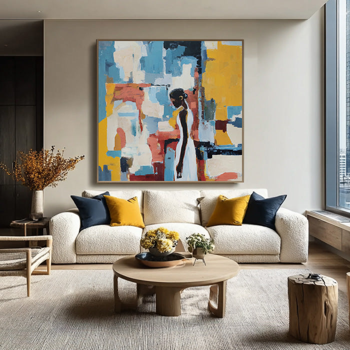 Vibrant Contemplation - Modern Abstract Woman Portrait Wall Art