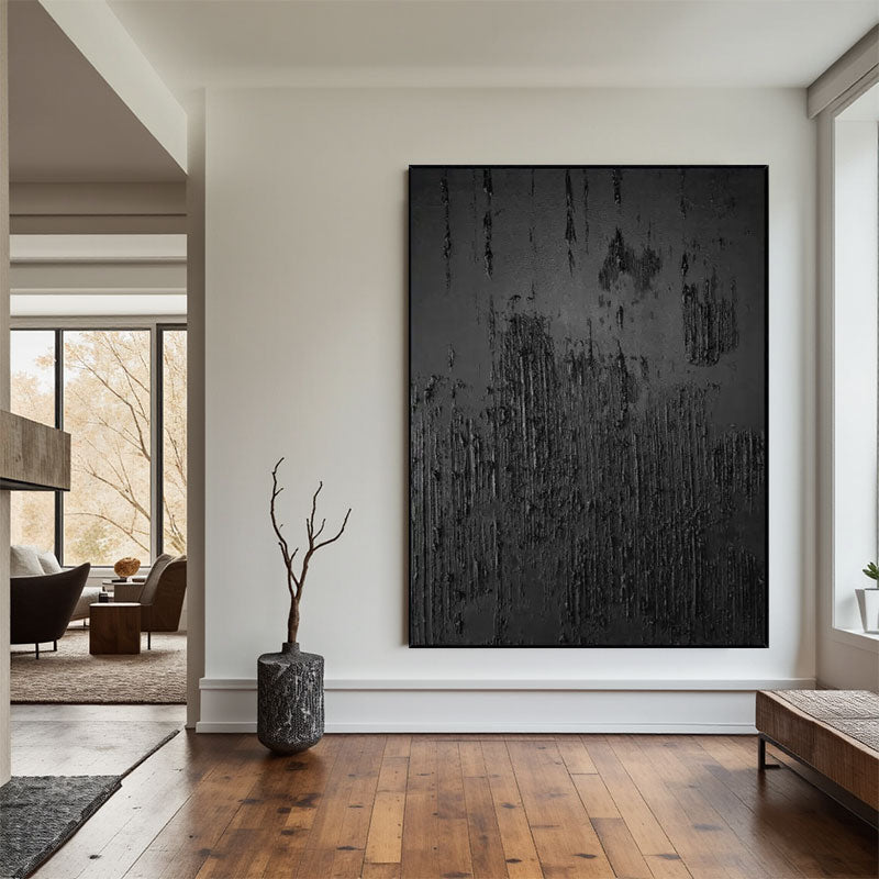 Black Minimalist Textured Wall Art