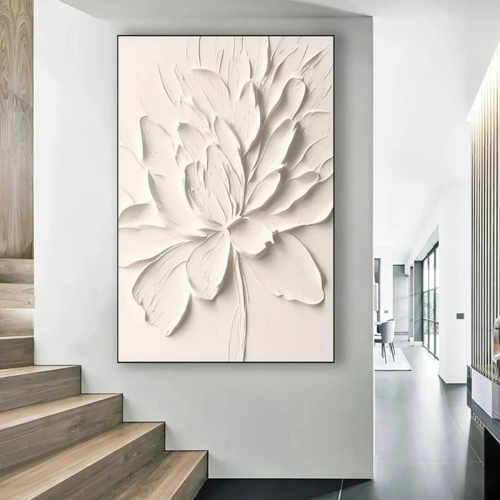 White Textured Minimalist Wall Art