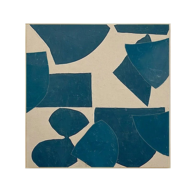 Hand-Painted Navy Geometric Shapes Wall Art