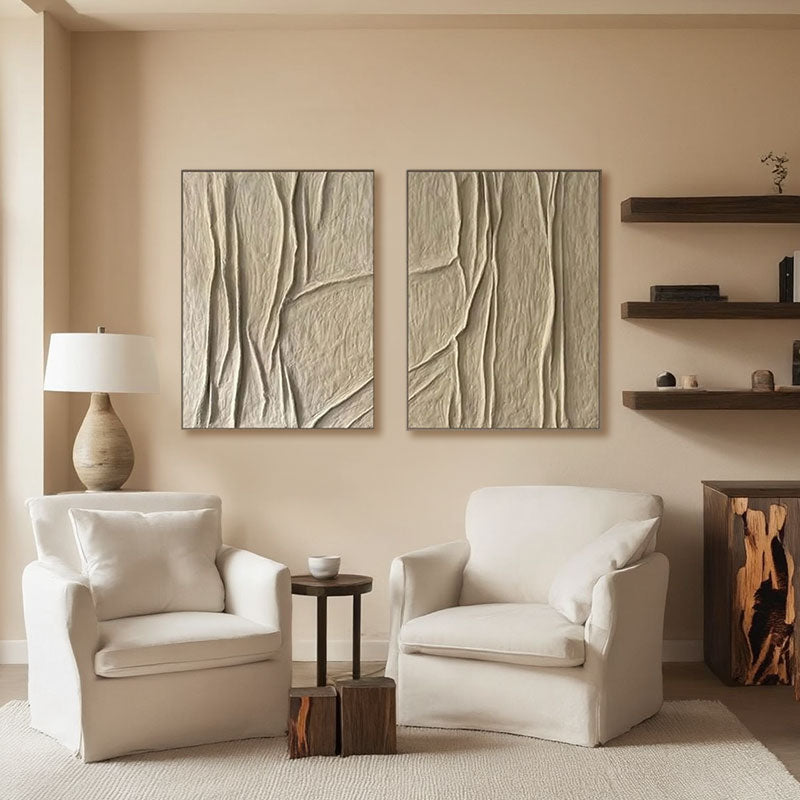 3D Textured Draped Fabric Wall Art Set of 2