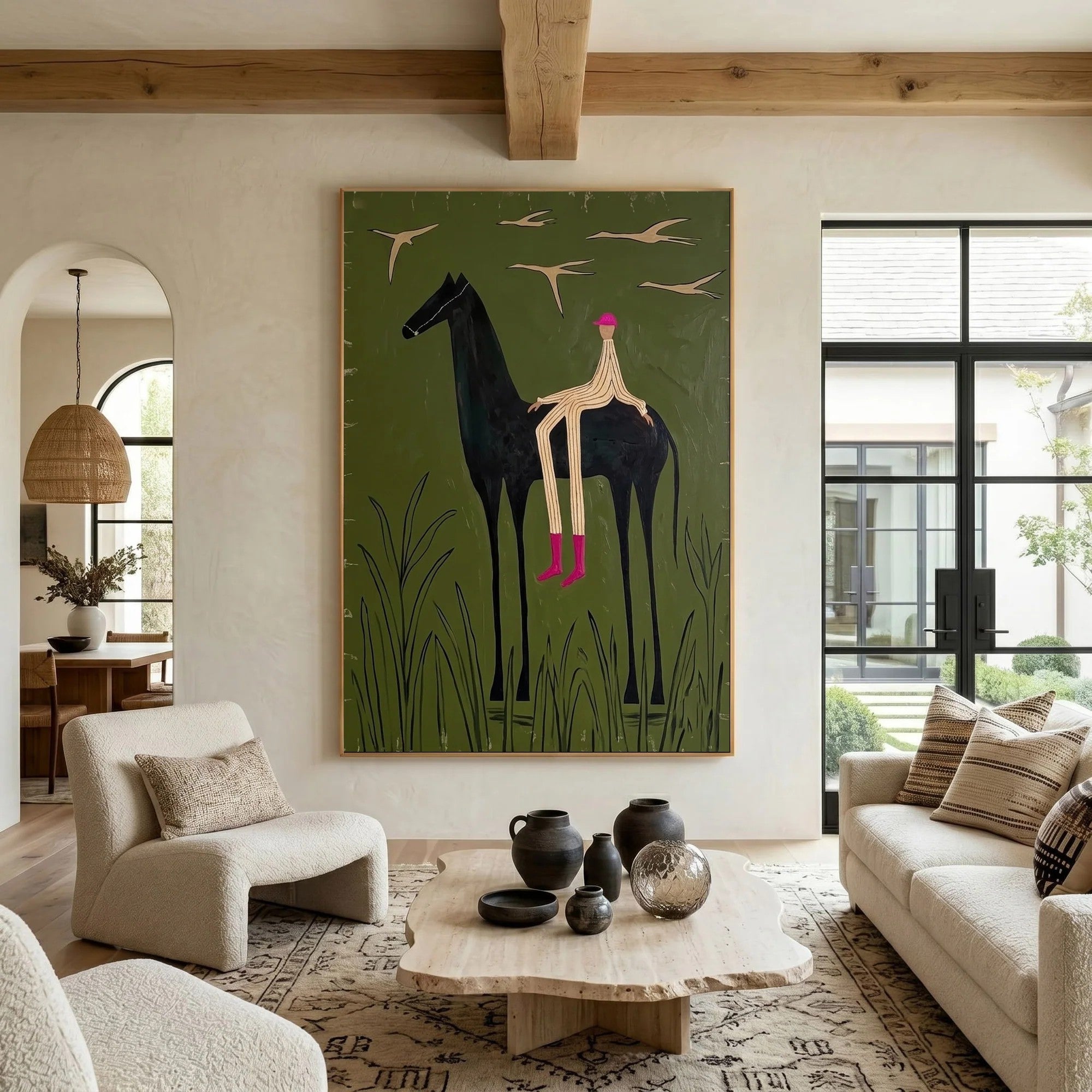 Silhouette Horse & Rider Meadow Wall Art