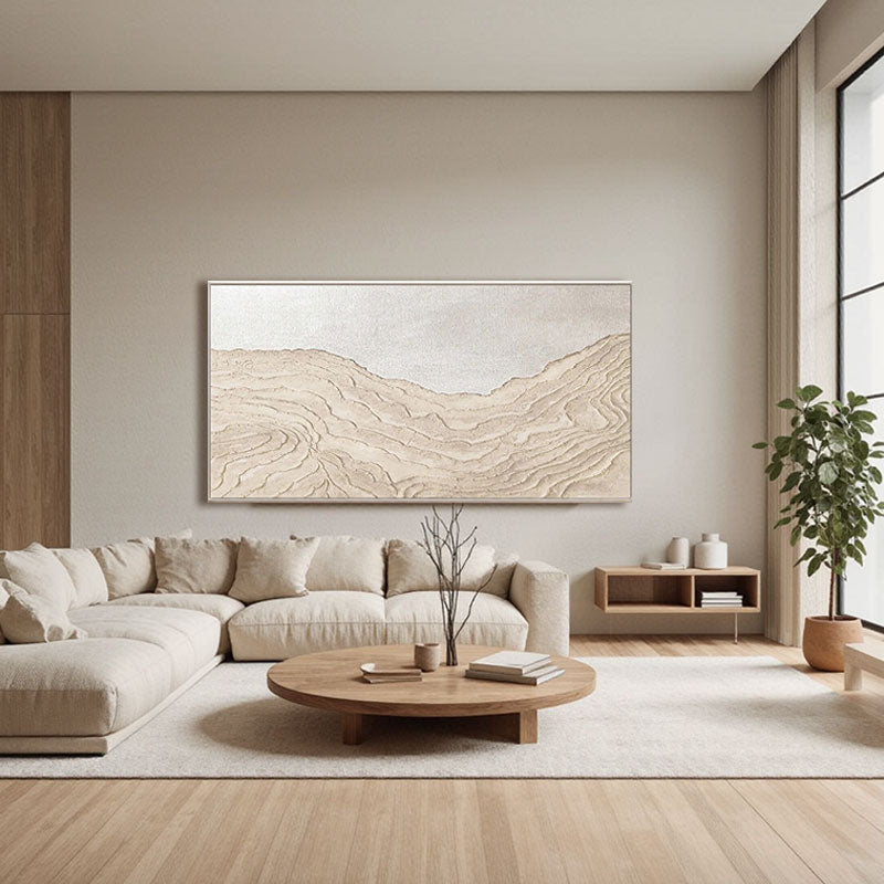 3D Textured Beige Hills Wall Art
