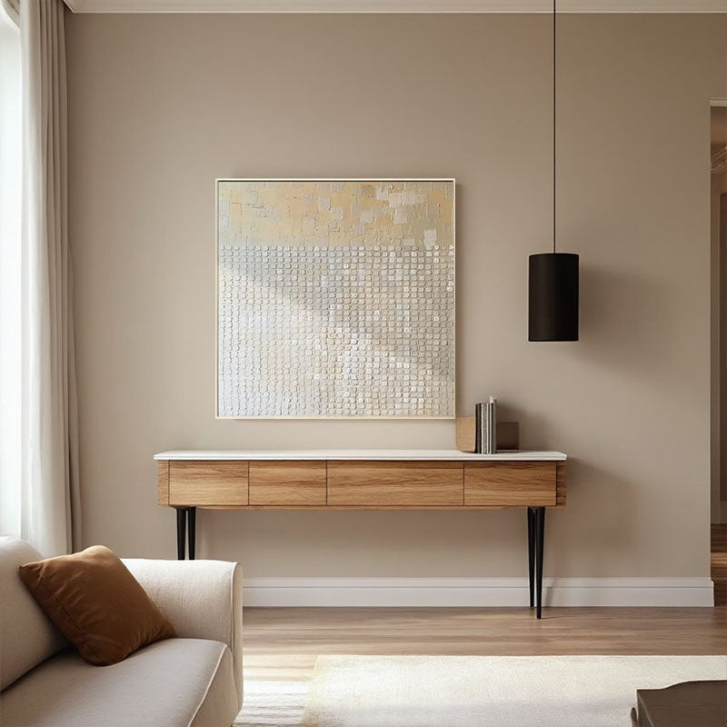 3D Textured Gold & Silver Mosaic Wall Art